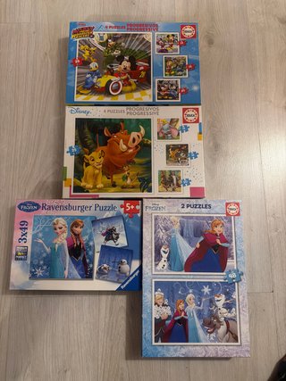 Lote 4 Puzzles Disney y Frozen