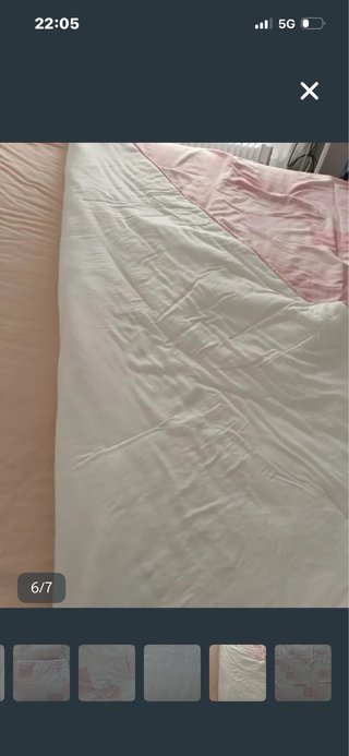 Edredón rosa y blanco cama 80x190cm
