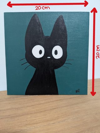 Pintura Gato Negro Acrílico 20x20cm sin marco