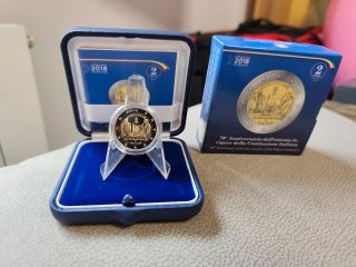 Moneda 2 Euro Italia 2018 Constitución Proof