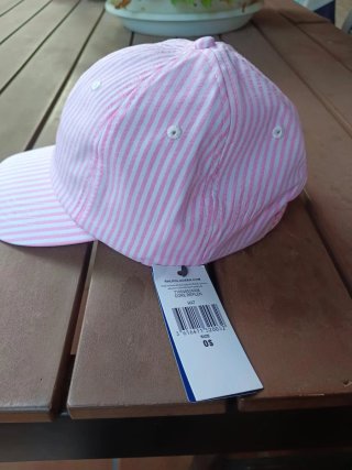 Gorra Polo Ralph Lauren Rayas Rosas Blanca