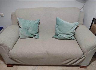 Sofá Cama Beige y Verde