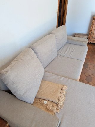 Sofá chaise longue beige 240x150cm