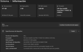 Dell Inspiron 5301 i7-11th Plata