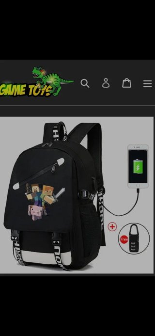 Mochila Minecraft Negra y Blanca