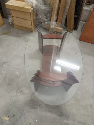 Mesa de centro cristal y madera