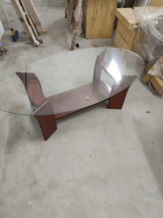 Mesa de centro cristal y madera