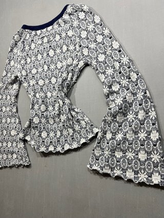 Jersey Crochet Manga Campana y2k camiseta