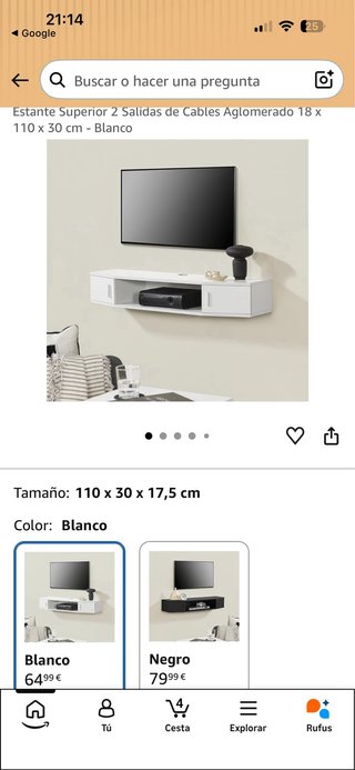 Mobile TV sospeso bianco