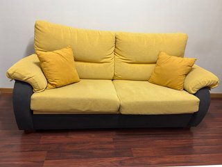 Sofá Cama Tela Amarillo y Gris