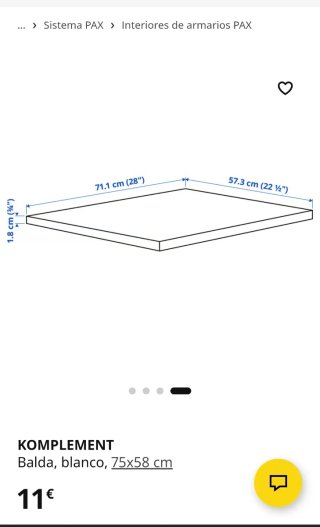 Balda para interior armario Pax Ikea