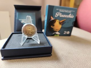 Moneda 2 euro Italia 2026 Pinocho proof inversa