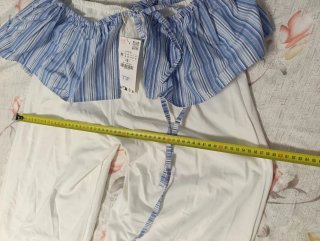 Pantalón Zara ancho volantes rayas talla M