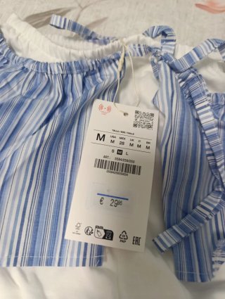 Pantalón Zara ancho volantes rayas talla M