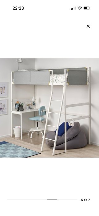 Cama alta VITVAL IKEA con escritorio desmontada