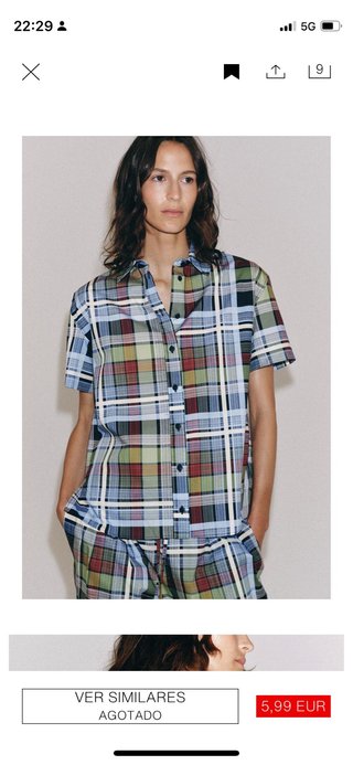 Camisa Zara cuadros mujer algodón