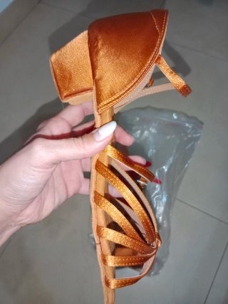 Tacones elegantes baile salón dorados/naranja