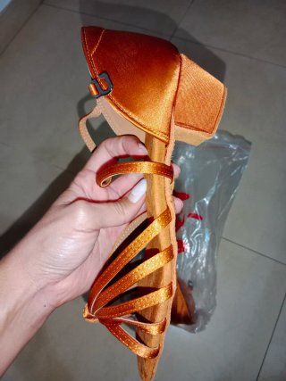 Tacones elegantes baile salón dorados/naranja
