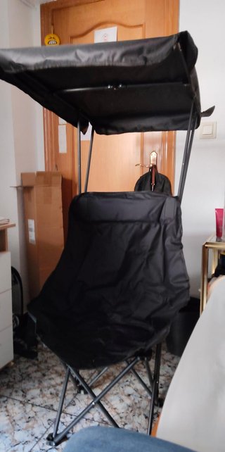 Silla Camping Plegable Toldo Negro