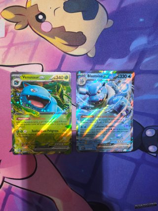 Cartas Pokémon Venusaur ex y Blastoise ex mew 151