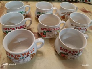 Lote 8 Tazze da Zuppa Vintage con Ricette