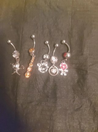 Lote 5 piercings ombligo colgante titanio