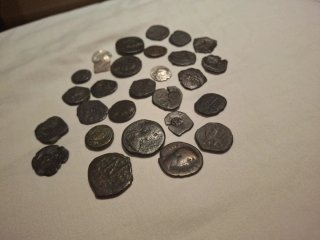 Lote monedas romanas, bizantinas, árabes, griegas