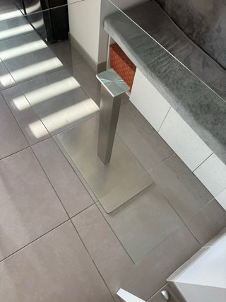 Mesa Comedor Cristal Pie Acero