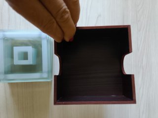 Juego 6 posavasos cristal con caja madera nuevos .