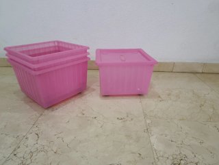 4 Cajas Almacenaje Ikea Rosa Plástico