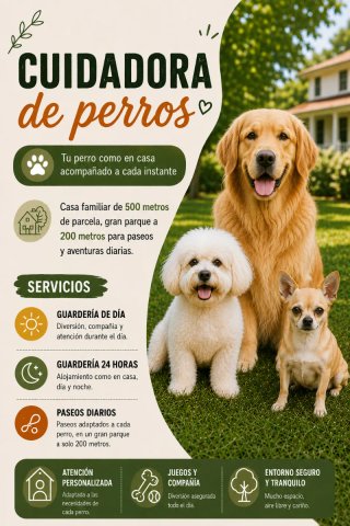 Guarderia canina.Cuidado de perros por horas o dia