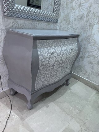 Aparador y Espejo Gris Plata