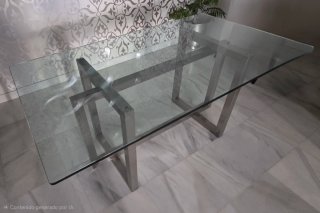 Mesa Comedor Cristal y Metal 6 Comensales