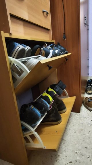 Lote Zapatero y cajonera madera color cerezo