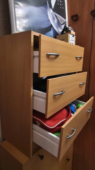 Lote Zapatero y cajonera madera color cerezo