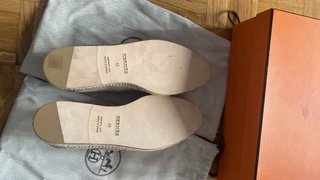 Zapatos planos Hermes beige ante