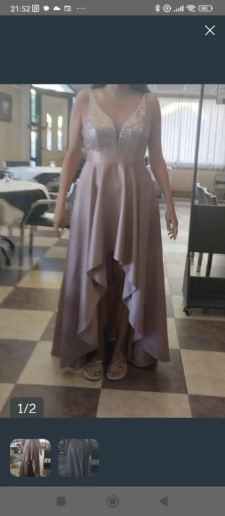 Vestido de fiesta lentejuelas y satén T40