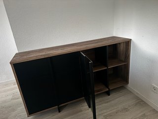 Cómoda Roble Marrón y Negro 159 cm