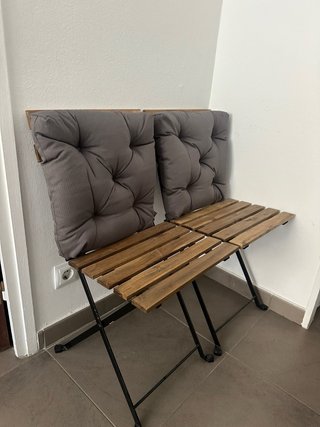 Conjunto 2 Sillas Plegables Balcón Madera y Metal