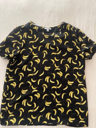 Blusa Kling Estampada Plátanos Negra Talla M