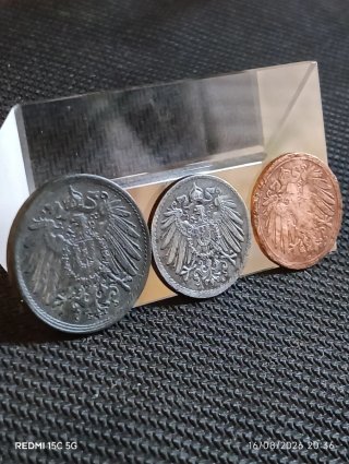 Lote 3 monedas Imperio Alemán