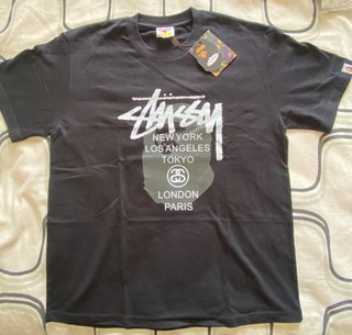 Camiseta Bape x Stussy Negra
