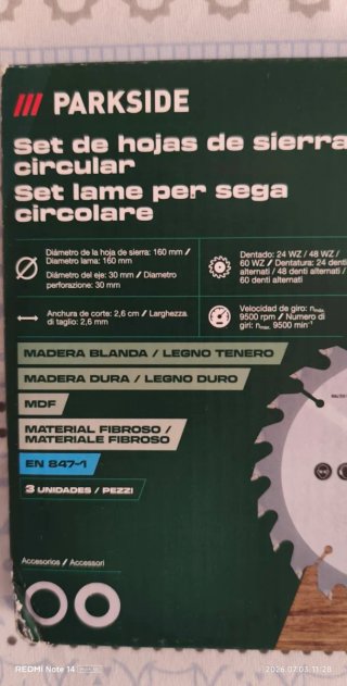 Set 3 Hojas Sierra Circular Parkside 160mm