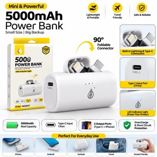 Power Bank 5000mAh Batería Externa USB-C Lightning