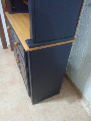 Alacena/Vitrina Madera y Vidrio Azul