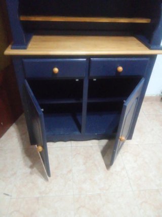 Alacena/Vitrina Madera y Vidrio Azul
