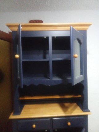 Alacena/Vitrina Madera y Vidrio Azul