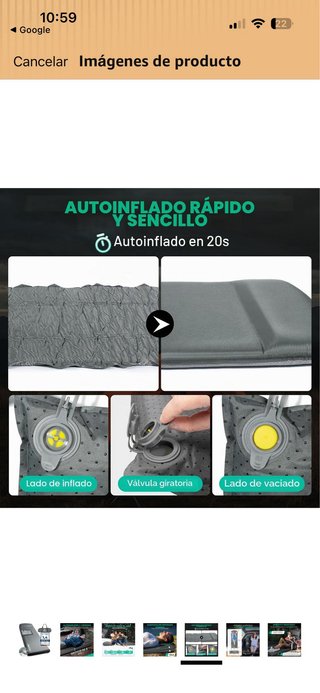 Colchoneta autoinflable para camping