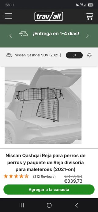 Reja Travall separadora perro Nissan Qashqai