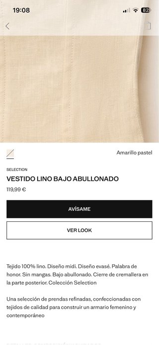 Vestido lino bajo abullonado Talla M